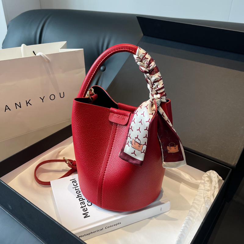 Red PU Bucket Shoulder and Cro - огляд і ціна Luxury Bags Sale